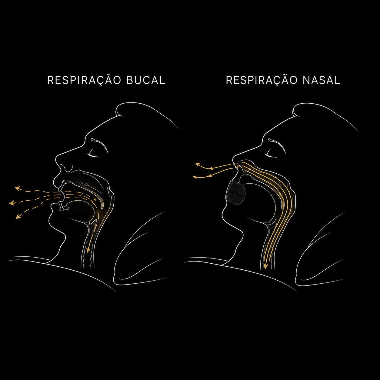 Comparativo: respiração bucal versus respiração nasal durante o sono